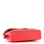 Caviar Quilted Medium Double Flap Red