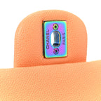Caviar Quilted Rainbow CC Small Double Flap Orange