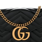 Calfskin Matelasse GG Marmont Chain Wallet Black