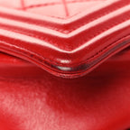 Lambskin Quilted New Medium Boy Flap Red