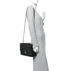 Caviar Quilted Jumbo Double Flap Black