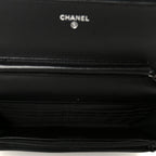 Pearly Lambskin Quilted Wallet On Chain WOC So Black