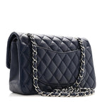 Lambskin Quilted Small Double Flap Blue