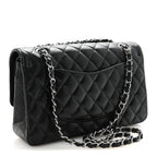Caviar Quilted Medium Double Flap Black
