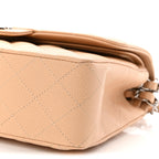 Caviar Quilted Small Double Flap Beige