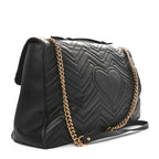 Calfskin Matelasse Maxi GG Marmont Top Handle Shoulder Bag Black