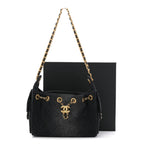 Washed Denim Quilted Mini Chanel 25 Handbag Black