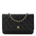 Caviar Quilted Wallet on Chain WOC Black