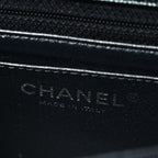 Metallic Caviar Chevron Quilted Mini Rectangular Flap Black
