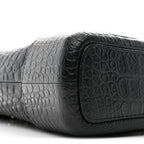 Crocodile Embossed Calfskin Medium Gabrielle Cocodile Hobo Black