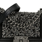 Calfskin Strass Crystal Small Boy Flap Black