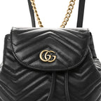 Calfskin Matelasse GG Marmont Flap Backpack Black
