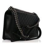 Calfskin Quilted New Medium Boy Flap Black
