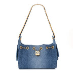 Washed Denim Quilted Mini Chanel 25 Handbag Blue