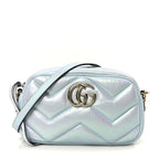 Iridescent Nappa Chevron Matelasse Small GG Marmont Chain Shoulder Bag Iridescent Salvy Green