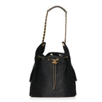 Washed Denim Quilted Medium Chanel 25 Handbag Black
