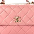 Lambskin Quilted Medium Trendy CC Flap Dual Handle Bag Pink