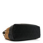 Suede Calfskin Shiny Lambskin Quilted Small Coco Base Shopping Bag Beige Black