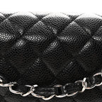 Caviar Quilted Medium Double Flap Black