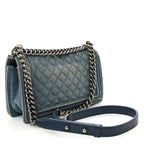 Denim Quilted Medium Boy Flap Blue