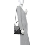 Shiny Calfskin Mini Puzzle Fold Tote Pearl Grey Dark Grey