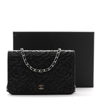 Caviar Camellia Embossed Wallet On Chain WOC Black