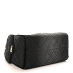 Washed Denim Quilted Small Chanel 25 Handbag Black