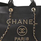 Caviar Medium Studded Deauville Tote Black