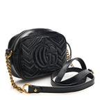 Calfskin Matelasse Mini GG Marmont Chain Shoulder Bag Black