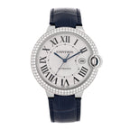 18K White Gold Alligator Diamond Pave Bezel 42mm Ballon Bleu De Cartier Automatic Watch