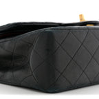 Lambskin Quilted Medium Double Flap Black
