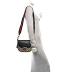 GG Supreme Monogram Web Medium Padlock Messenger Shoulder Bag Black