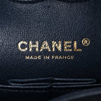 Caviar Quilted Medium Double Flap Navy