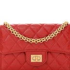 Aged Calfskin Quilted 2.55 Reissue Clutch With Chain Red