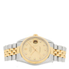 Stainless Steel 18K Yellow Gold Diamond 36mm Oyster Perpetual Datejust Watch Champagne 16233