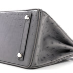 Ostrich Birkin 25 Gris Agate