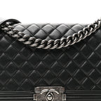 Calfskin Quilted Medium Boy Flap Black