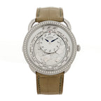 Stainless Steel Alligator Diamond Bezel Mother of Pearl 38mm Arceau Le Temps Voyageur Automatic Watch Gris Perle
