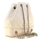 Patent Goatskin Quilted Small Gabrielle Backpack White