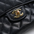Caviar Quilted Medium Double Flap Black