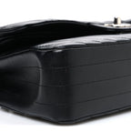 Caviar Chevron Quilted Medium Double Flap Black