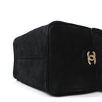 Suede Quilted Small Chanel 25 Handbag Black