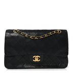 Lambskin Quilted Small Double Flap Black