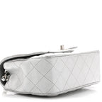 Metallic Lambskin Quilted Mini Rectangular Flap Silver