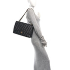 Caviar Quilted Maxi Double Flap Black