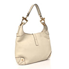 Calfskin Piston Lock Jackie O Hobo White