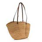Calfskin Raffia Paulas Ibiza Small Shell Basket Tote Bag Natural Tan