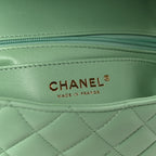 Lambskin Quilted Mini Rectangular Flap Green