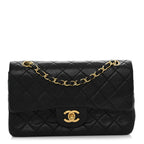 Lambskin Quilted Small Double Flap Black
