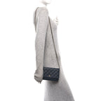 Caviar Quilted Wallet on Chain WOC Navy Blue